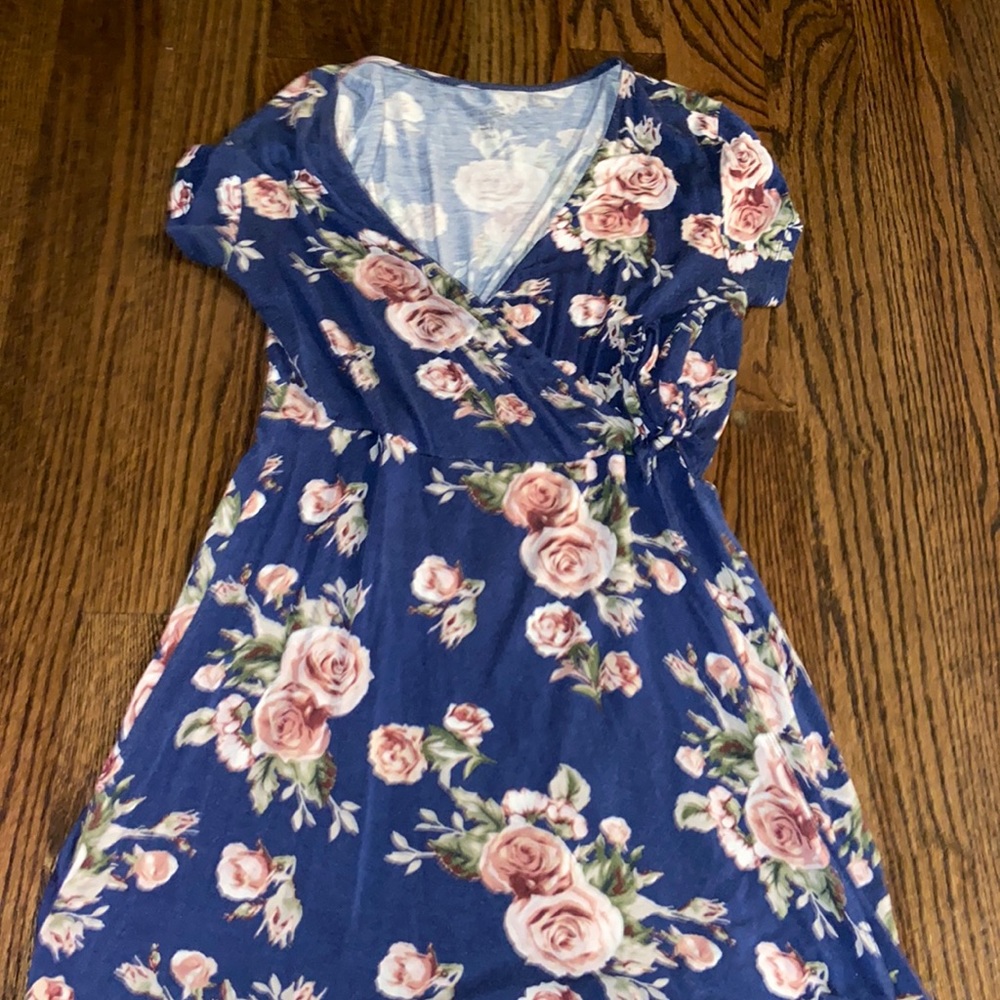 Blue and pink floral dress